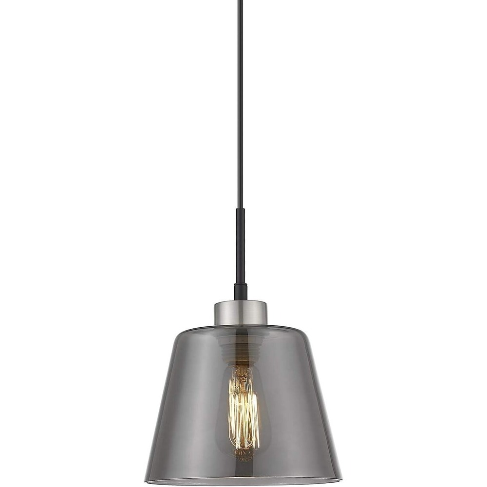 Smoked Glass Pendant Light 1-Light Adjustable Hanging Light Mirror Polished Fini